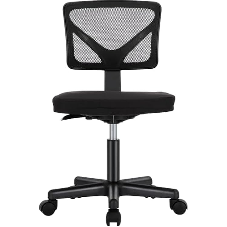 Sweetcrispy Small Office Desk Chair, Ergonomic Low-Back Mesh Rolling Work Swivel Chairs with Wheels, Armless Comfortable Seat Lumbar Support for Home, Bedroom, Study, Student, Adults,Classic Black
