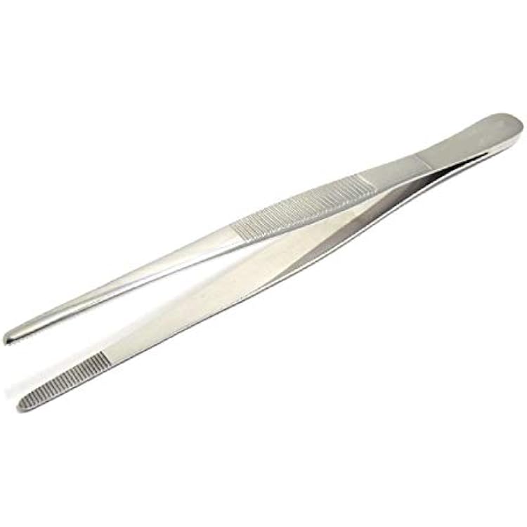 Dissecting Dressing Thumb Forceps Tweezers 4.5 11.43cm, Blunt Serrated Tips Straight Stainless Steel
