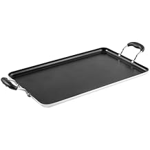 Restaurantware-Met Lux 19 x 11.7 Inch Double Burner Griddles, 10 No-Stick Flat Top Grills - Cool Touch Handles, Compatible With Gas And Electric, Aluminum Griddle Pans, Even-Heating, For Eggs