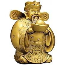 CAI Shen Statue, Solid Brass Caishen, God of Fortune, God of Wealth Craftsmanship, Feng Shui Decor for Home and Office Lucky Charm, Wealth Attraction Decor, Feng Shui Gift