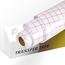 YRYM HT Transfer Tape for Vinyl -12" x 12 FT w/Red Alignment Grid Transfer Paper, Medium Tack Vinyl Transfer Tape for Adhesive Vinyl for Signs Stickers Decals Walls Doors & Windows