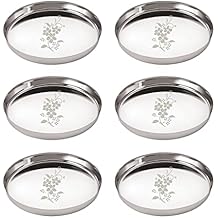 Neelam Stainless Steel 14 (22g) L.e Guj. Sada Thali, 30 cm, 6-Pieces, Silver