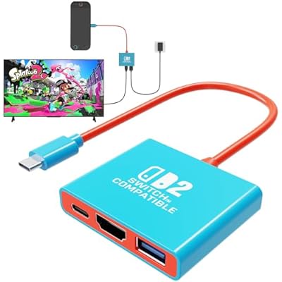 Switch 2 Dock, Replacement for Official Nintendo Switch 2 Dock Support 4K60HZ Switch 2 TV Mode Compatible NS2, Travel Portable Switch 2 Docking Station with HDMI2.0 OutputPD 100WUSB3.0 Port