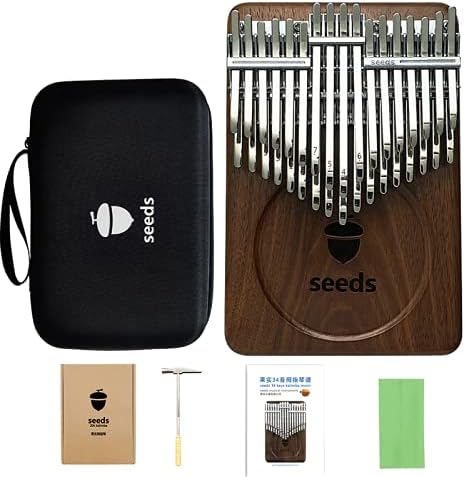 Seeds Pisces 34 Key Chromatic Kalimba C-Tuned | Double Layer Flat Board Thumb Piano Instrument | Music Kalimba Gifts Idea