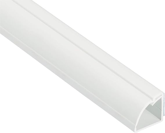 D-Line 39" White Quarter Round Cable Raceway, Corner Cord Cover, Self-Adhesive Floor Molding with Wire Channel - 0.87" (W) x 0.87" (H) x 39in Length - White