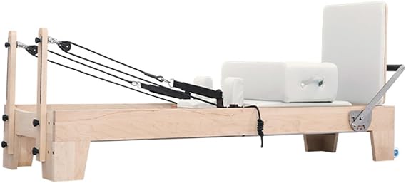 Maple Wood Pilates Reformer Machine for Home Studio,Pilates Cadillac Reformer Vintage, Pilates Equipment,Black Ultrafine Leather, Adjustable Resistance System