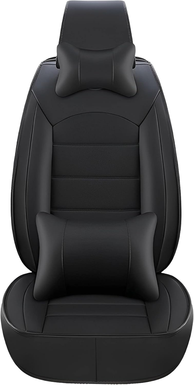 Carado Custom PU Leather Seat Covers Suitable Fit for 5 Series 5-Seat Full Protection Waterproof Car Seat Covers Ultra Comfort Black Full Set