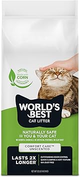 WORLDS BEST CAT LITTER Comfort Care Unscented, 32-Pounds - Natural Ingredients, Quick Clumping, Flushable, 99% Dust Free & Made in USA - Long-Lasting Odor Control & Easy Scooping