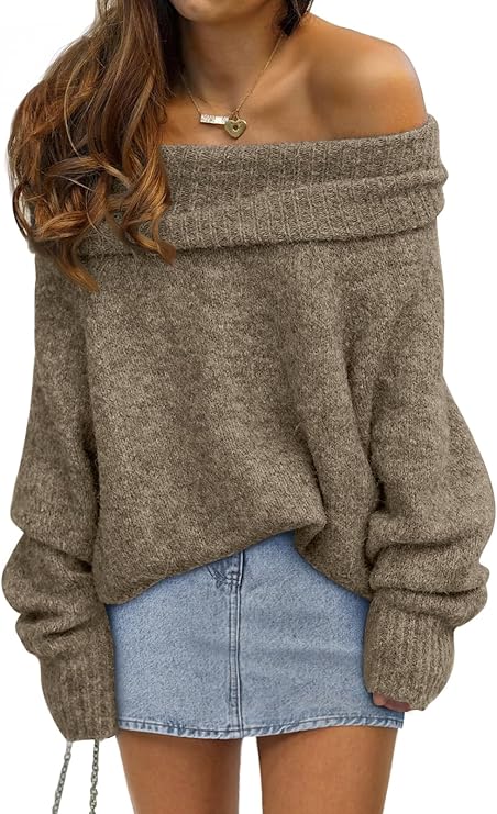 LILLUSORY Off The Shoulder Sweater Tops Oversized Going Out Date Nights