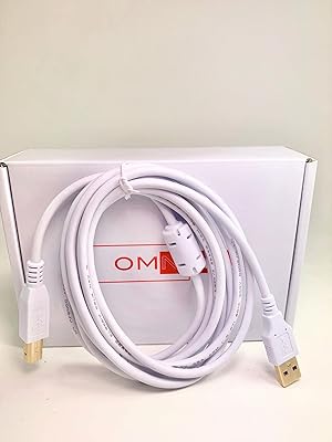 OMNIHIL White 8FT High Speed USB 2.0 Cable Compatible with Anycubic Mega S 3D Printer