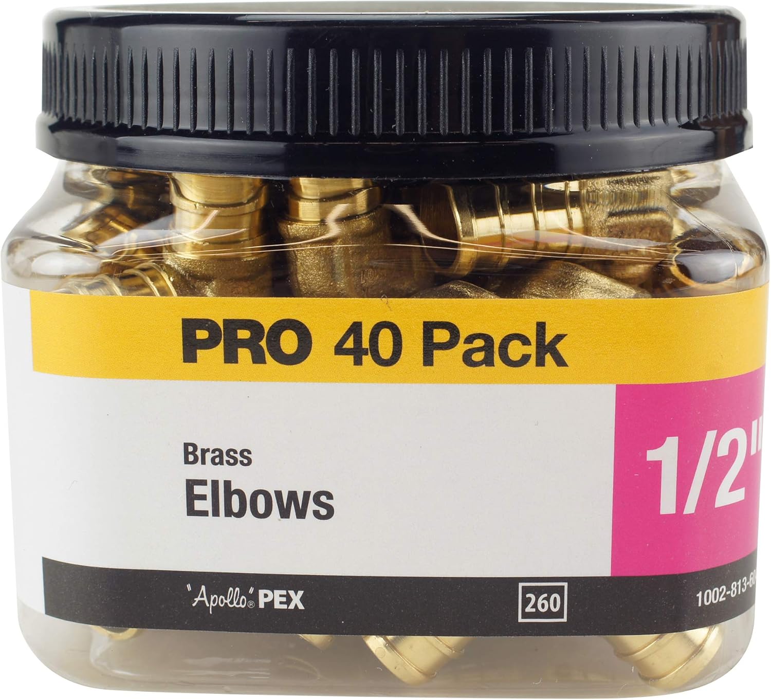 ApolloPEX 12 Brass PEX Barb 90° Elbow Jar 40 Pack