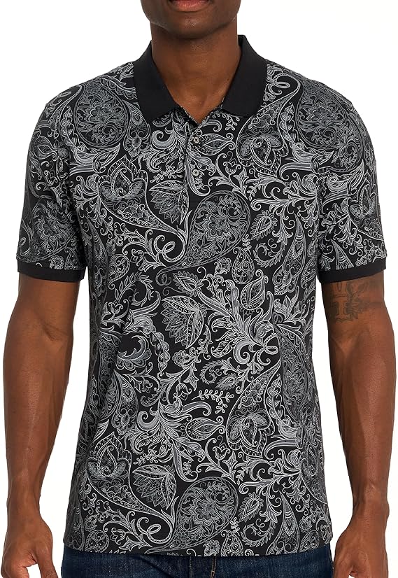 Robert Graham Mens Dozer Short-Sleeve Polo Shirt, Premium Cotton Knit Top, Classic-Fit & Richly Detailed for Wear